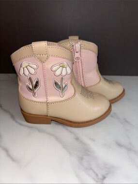 Cat & Jack Pink & Cream Floral Toddler Cowboy Boots